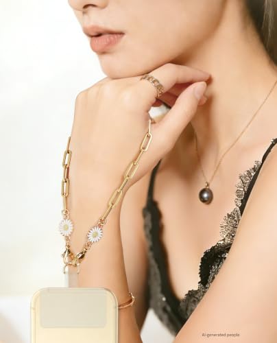 Lostars Metal Phone Chain Wrist Strap with Charm for Women - color: Gold-strawberry-b
