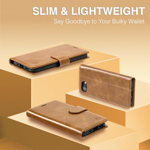 FLIPALM Card Holder Wallet Case for iphone 17e, Grayish-brown | Card Holder, RFID Blocking, PU Leather Folio Flip, Kickstand, Protective Shockproof Cover - color: Grayish-brown