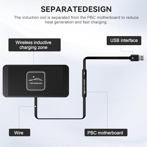 ZPSHYD Wireless Charging Pad for Car Phone Charger Non Slip Fast Charging Pad Compatible with Android iOS Qi Devices (USB Port 30cm Cable) - color: USB Port 30cm Cable