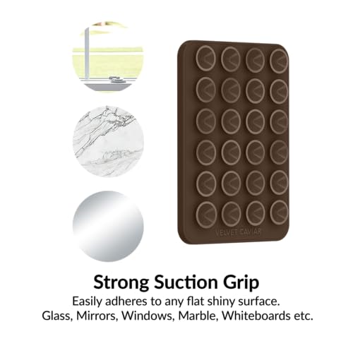 Velvet Caviar Suction Cup Phone Case Mount Compatible with MagSafe Devices Only - Magnetic Silicone Sticky Phone Grip Holder for iPhone Back of Phone - Mirror Gripper (Espresso Brown) - color: Espresso Brown