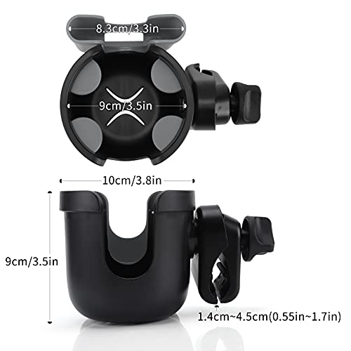Accmor Wheelchair Cup Holder with Phone Holder, Universal 360° Rotatable Walker Cup Holder Rollator Scooter Accessory - color: Grey