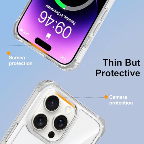 Clear Case for iPhone 14 Pro Max Magnetic 360 Rotatable Ring Stand | Military Grade Heavy Duty Cover with 360 Rotatable Ring Kickstand -260417 - color: Clear, size: iPhone 14 Pro Max