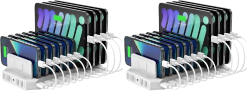 Unitek 96W 10-Port USB iPad Charging Station with Quick Charge 3.0 (Pack of 2) - color: QC3.0*2,White, size: Pack of 2