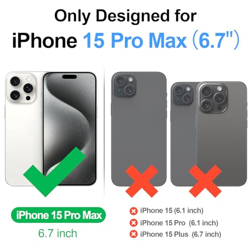 Antsturdy Compatible with MagSafe iPhone 15 Pro Max Wallet Case,Black | Detachable Magnetic Credit Card Holder,RFID Blocking,PU Leather Zipper Purse,Wrist Strap Kickstand,Flip Phone Cover for Women - color: (Detachable with Magsafe)-Black