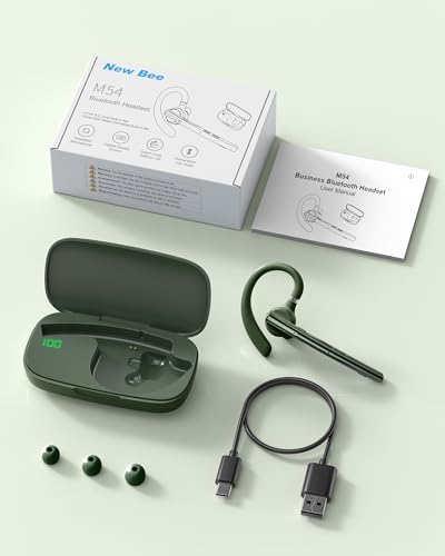 Bluetooth Headset,72H Work Single-Ear Wireless Earpiece for Cell Phone Call - color: Solid army green