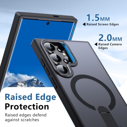 for S23-Ultra Case, Compatible with MagSafe, Durable Stand, Black - color: Black, size: Galaxy S23 Ultra 6.8"