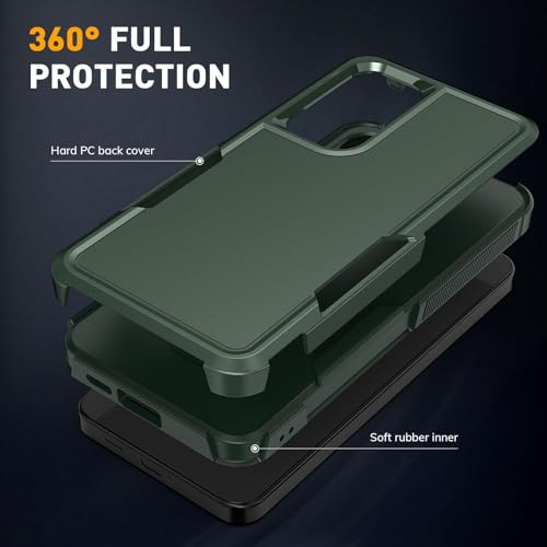 Vinve for Samsung Galaxy S25 FE Case with HD Screen Protector, Military-Grade Shockproof & Dual-Layer Protection, Anti-Slip Grip Design Phone Case, Blackish Green - color: Blackish Green