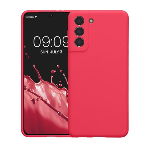 kwmobile Case Compatible with Samsung Galaxy S21 Case - Protective Slim TPU Phone Cover - Soft Matte Finish - Neon Pink - color: neon pink, size: Galaxy S21