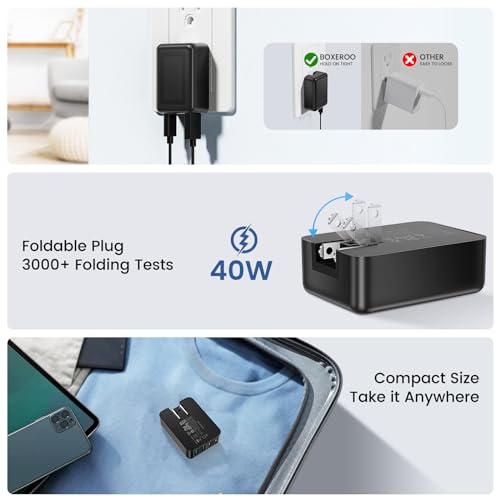 40W Flat USB C Wall Charger, 4Ports Foldable & Slim Fast Charging Blocks - color: black black