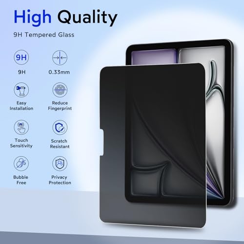 MOBDIK Privacy Screen Protector for iPad Air 13 M4/M3/M2 2026/2025/2024 - size: iPad Air 13 2026/2025/2024