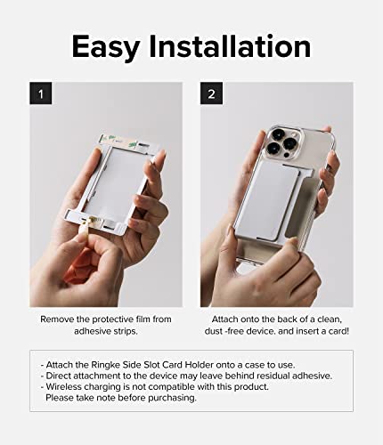 Ringke Side Slot Card Holder for Phone Case, Business Card Holder for Women, Men, ID Credit Card Holder Stick on, Phone Wallet Compatible with iPhone, Galaxy, and Pixel - Light Gray - color: Light Gray