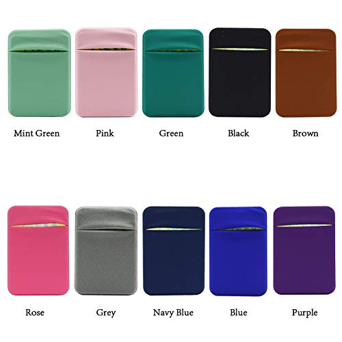 Neoprene Cell Phone Card Holder 6 Cards Adhesive Mini Secure Wallet ID Credit Card Pocket Purse Stick on Smartphone for iPhone 15 Pro Max/14/13/XS,Samsung S24Ultra/S20FE/A14/A75 (Black) - color: Black