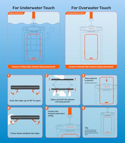 TORRAS IPX8 Waterproof Phone Pouch Floating, Underwater Touch Screen, White | Waterproof Phone Case with Lanyard, Universal Dry Bag, Fits iPhone & Samsung, Snorkeling, Beach, Cruise, Travel, 7.0 Inch - color: 1 Pack-White