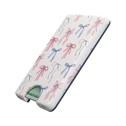 Casely MagWallet | Coquette Girlie | Pastel Bows | Slim Wallet Card Holder | Compatible with MagSafe | Soft-Touch Hard Silicone | Holds Up to 3 Cards - color: Coquette Girlie | Pastel Bows