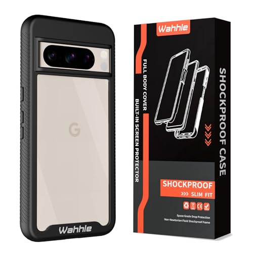 Compatible with Google Pixel 8 Pro Case, Built in Screen Protector Full Body Shockproof Slim Fit Bumper Protective Phone Cover Men Women-Black/Clear - size: Google Pixel 8 Pro
