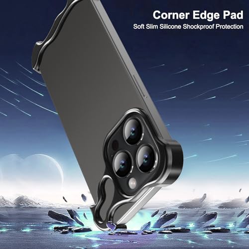 Frameless Phone Case Crafted for iPhone 14 Pro Max Black - color: Aluminum Black, size: iPhone 14 Pro Max