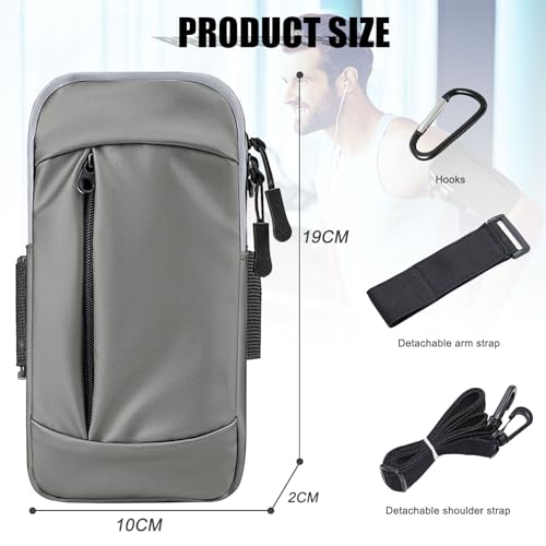 Phone Holder for Running Armband,Cell Phone Purse Small Crossbody Bags for Women Men Kids,iPhone 17 16 16e 15 14 13 12 11 Pro Max Xs Xr X Plus Mini Galaxy Ultra S26 S25 Note Bag Gym Arm Bands - color: 04-Grey with Crossbody Strap&Hook