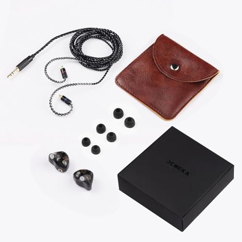 DEMAKE in Ear Monitor with Detachable Silver-Plated 3.5mm Cable, with Mic - color: Black Splicing, size: With Mic