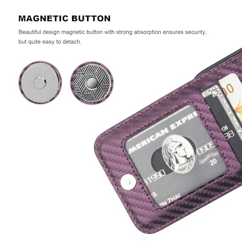 KIHUWEY for iPhone 14 Wallet Case Card Holder Kickstand, Carbon Purple - color: Carbon Purple
