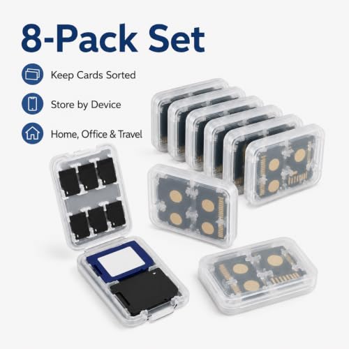 8 Pack SD Card Case, Memory Card Holder for Micro SD TF SIM Cards, Clear Storage Box