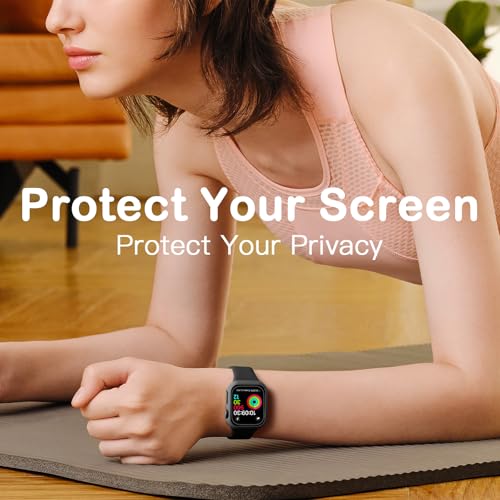 Adorve Privacy Case for Apple Watch Series 10 42mm Screen Protector, Anti-Spy Cover for iWatch Series 11 10 42 mm, 8 Pack, Black Clear Pink Starlight Rose Pink Pine Green Milk Tea Smoke Violet - size: 42mm for Series 11/10