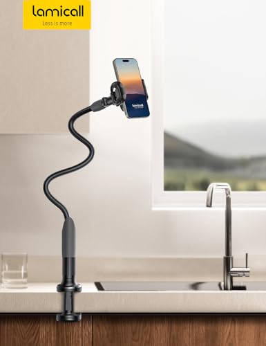 Lamicall Gooseneck Bed Phone Holder 33.4" Full Adjustable Flexible Arm - color: Black