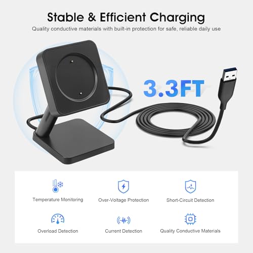 Magnetic Charging Stand Compatible with Amazfit GTR 3 / GTR 3 Pro/GTR 4, Acitive 2,GTS 3 / GTS 4, Bip 6 Smart Watch, Desktop Charger Dock with 3.3FT USB A Cable, Anti-Slip Base