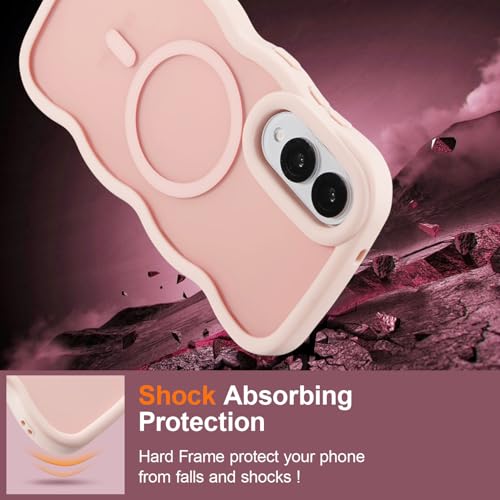 UEEBAI Magnetic for Samsung Galaxy S25 Edge Case, Compatible with MagSafe, Transparent Clear Wave Frame Design Soft Edge Cover Matte Shockproof Phone Case- Pink - color: Pink, size: Samsung Galaxy S25 Edge 5G