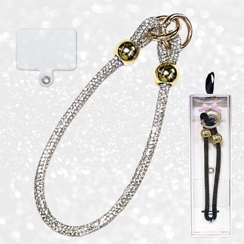 Luxury Diamond Phone Wrist Strap with Tether Tab & Pad (Z-Black) - color: Black, size: Classic