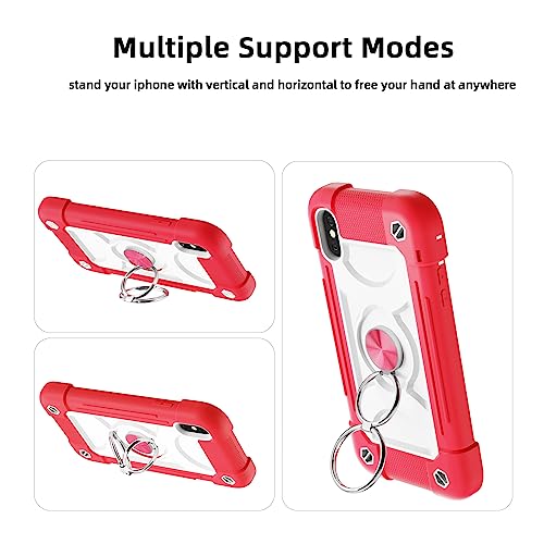 MARKILL Compatible with iPhone Xs Max Case 6.5 Inch with Ring Stand, Heavy-Duty Military Grade Shockproof Phone Cover with for iPhone Xs Max. Hot Pink - color: Hot Pink, size: iPhone XS Max 6.5"