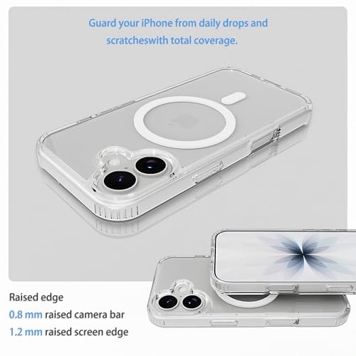 Classic Hybrid Magnetic iPhone 17 Case Phone Case Cover, Screen Protectors X1, Compatible with Magsafe, Anti Yellowing,Slim,Shockproof, Protective (Transparent Crystal, iPhone 17) - color: Transparent Crystal, size: iPhone 17