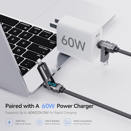 pzoz 4-in-1 Multi Charging Cable with LED Display, 60W PD Fast Charging - style: 60W