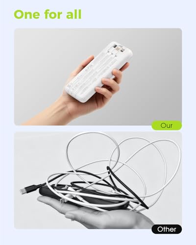 CHARCO Portable Charger Power Bank with Built in Cable 10000mAh - color: White