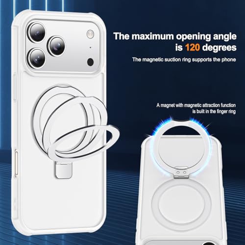 SKYLMW Compatible with iPhone 17 Pro Case with Stand,Translucent | iPhone 17 Pro Phone Case 6.3",Magnetic Ring Stand,Compatible with MagSafe,Military-Grade Protection,Great Grip Feeling - color: Translucent, size: Iphone 17 Pro