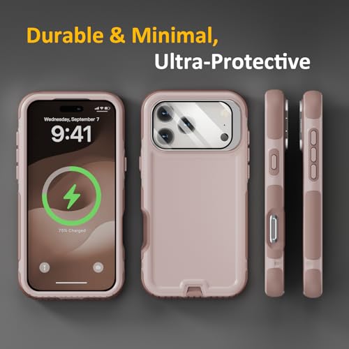 Follaroma Magnetic for iPhone 17 Pro Case with Camera Stand, Light Brown | Built-in Glass Camera Cover,Compatible with MagSafe,Heavy Duty Shockproof Protective,Military-Grade Anti-DropDual Layer Cover - color: Brown Pink, size: iPhone 17 Pro 6.3''