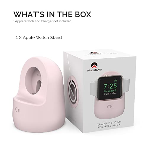 AhaStyle iWatch Stand Silicone Charging Dock Holder for Apple Watch Ultra 2, Ultra, SE2, Series SE, 7 6 5 4 3 2 1 (45/44/42/41/40/38mm), (Pink) - color: Pink
