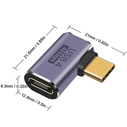 Poyiccot USB C Right Angle Adapter Set 3 Pack, 90 Degree USB C Angle Adapter, 40Gbps Type C Extender PD 100W USBC Male to Female Angled Extension for Laptop, Steam Deck, MacBook, Mobile Phone - style: usb c 90 degree 3pack
