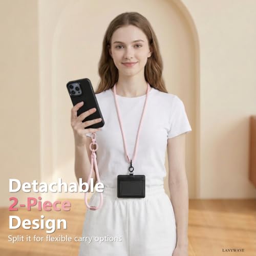 4-in-1 Phone Lanyard, Crossbody, Neck, Wrist & Finger Strap - color: Pink