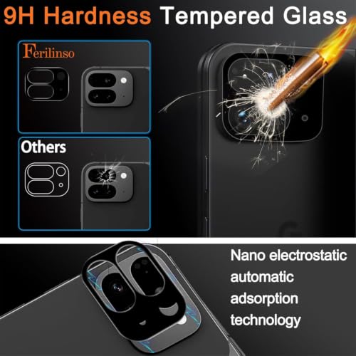Ferilinso Screen Protector for Google Pixel 9 Pro Fold, Tempered Glass Back | 2 Pack, 9H+ Hardness, Military-Grade Shatterproof, Case Friendly, Easy Installation Bubble Free, with Camera Lens Protector - size: Google Pixel 9 Pro Fold-8.0 INCH