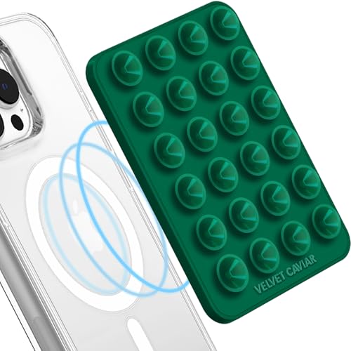 Velvet Caviar Suction Cup Phone Case Mount Compatible with MagSafe Devices Only - Magnetic Silicone Sticky Phone Grip Holder for iPhone Back of Phone - Mirror Gripper (Emerald Green) - color: Emeral Green