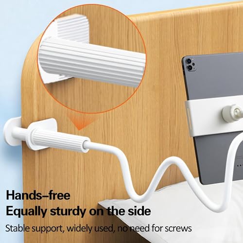 Gooseneck Tablet Stand Holder for Bed, White, Foldable Adjustable