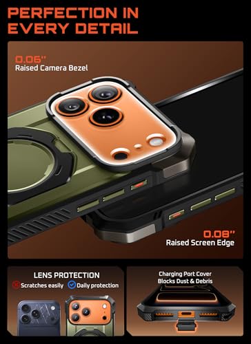 SUPCASE for iPhone 17 Pro Max Case with Built-in Kickstand, Green | Camera Control Cover, Compatible with MagSafe, Anti-Slip Grip, Military-Grade Protection, Rugged Magnetic Phone Case, UB Grip - color: Guldan, size: iPhone 17 Pro Max