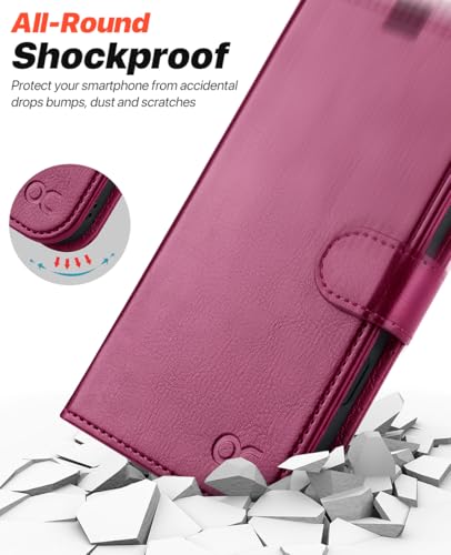 OCASE for iPhone 17 Detachable Wallet Case with Card Holder, 2 in 1 PU Leather Flip Folio with RFID Blocking Stand Wrist Strap Shockproof Phone Cover 6.3 Inch 2025, Burgundy - color: Burgundy, size: iPhone 17