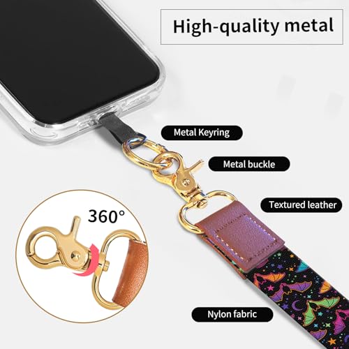 Phone Lanyard Crossbody Wrist Strap, Cute Cell Phone Lanyards for around the Neck Wristlet Wrist Strap - color: Purple Bats
