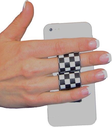 LAZY-HANDS 2-Loop Phone Grip - FITS Most - Black & White Checkers - color: Black & White Checkers - Fits Most