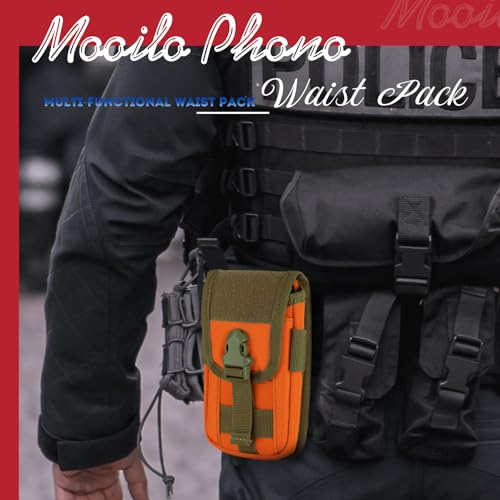 Tactical Molle Pouch Compact Utility EDC Waist Pack Phone Holster with Card Slots for 4.7"-6.9" Phone - color: Orange