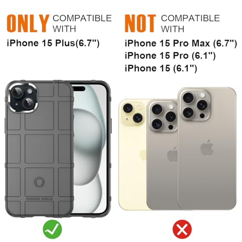 Rugged Shield 8ft Drop Proof TPU Thick Armor Tactical Protective Case Compatible with iPhone 15 Plus (6.7 inches) - City Grey - color: City Grey, size: iPhone 15 Plus