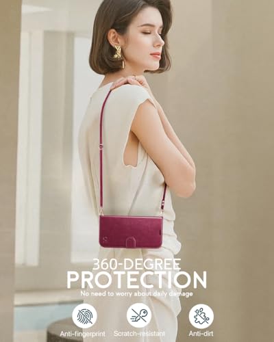 OCASE for iPhone 16 Wallet Case, PU Leather Crossbody Phone Case with Removable Shoulder Strap, Kickstand, RFID Blocking Card Slots, Flip Folio Phone Cover 6.1 Inch 2024, Burgundy - color: Burgundy, size: iPhone 16