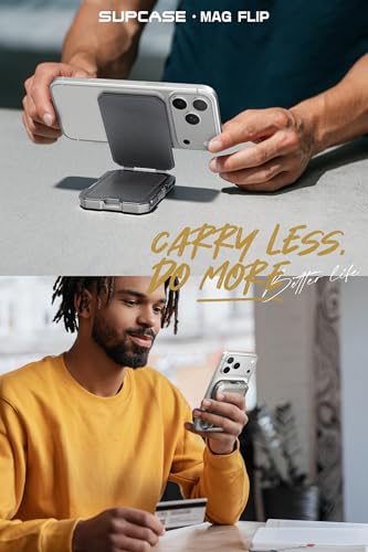 SUPCASE for MagSafe Wallet with Adjustable Stand, Hold 5 Cards, Silver | RFID Blocking, Strong Magnetic Lock, Magnetic Wallet for Men, Phone Card Holder Tripod for iPhone 17/16/15/14/13/12 Series - color: Silver
