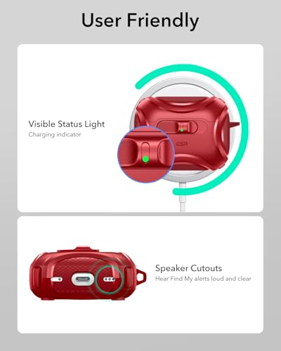 ESR for AirPods Pro 3 Case (2025), Compatible with MagSafe, Red - color: Red, size: AirPods Pro 3 Case